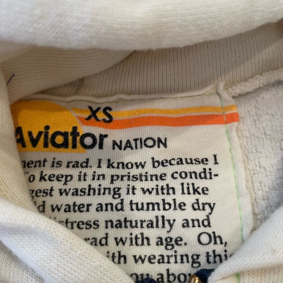 Aviator Nation Vintage White Blue 5-Stripe Hoodie and Sweatpants Set XS - Picture 4 of 7